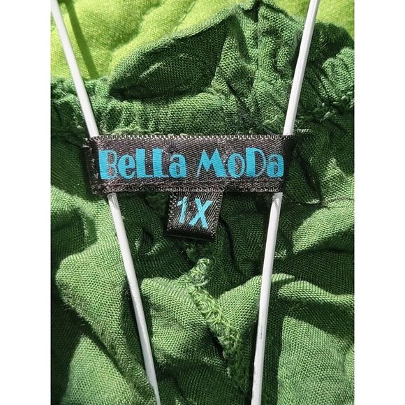 Bella Moda Green Size 1X Viscose Off the Shoulder Shirt Bohemian Fairy Rodeo - Picture 3 of 11